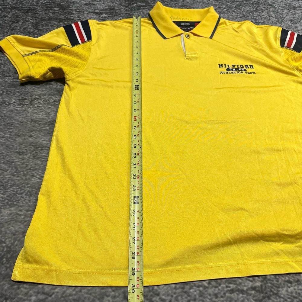 Tommy‎ Hilfiger Athletics Polo Shirt Mens XL Yellow Embroidered Vintage 90s Y2K - Picture 8 of 9